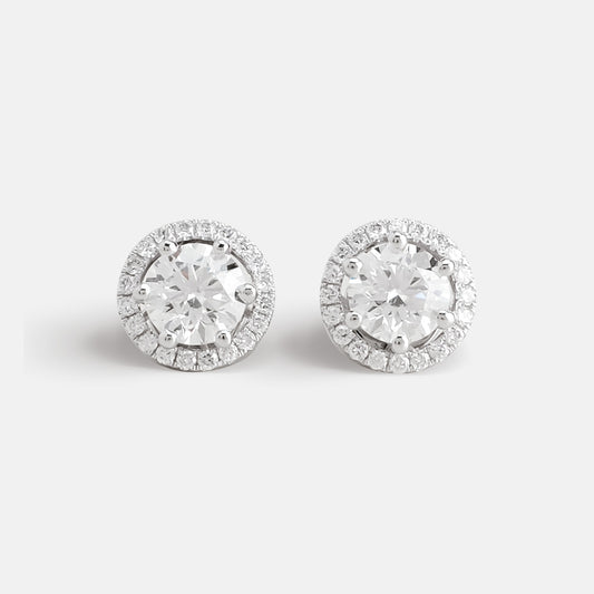 Halo Diamond Stud Earrings